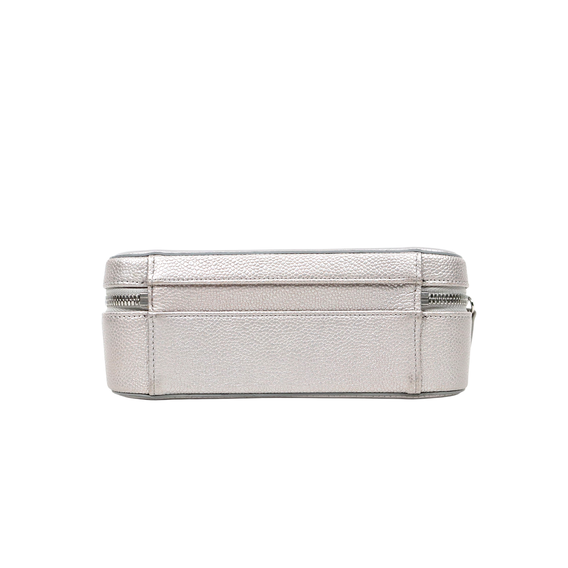 Chanel Metallic Silver Caviar Skin Cosmetic Case