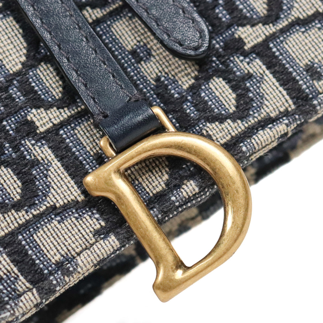 Dior Oblique Canvas Vertical Saddle Phone Holder Chain Crossbody Bag