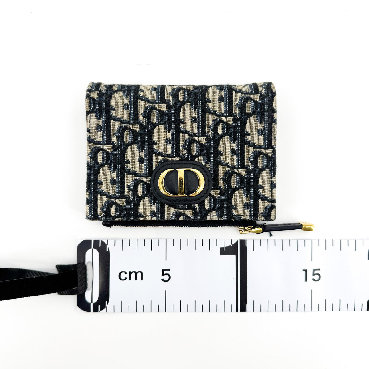 Dior 30 Montaigne Compact Wallet Blue Oblique