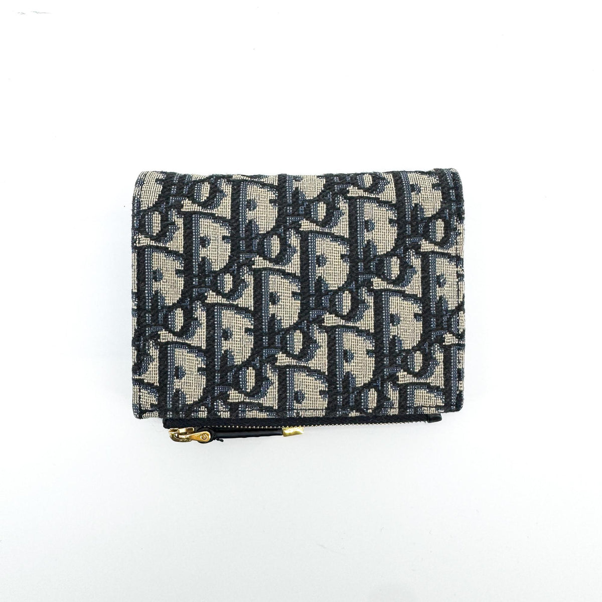 Dior 30 Montaigne Compact Wallet Blue Oblique