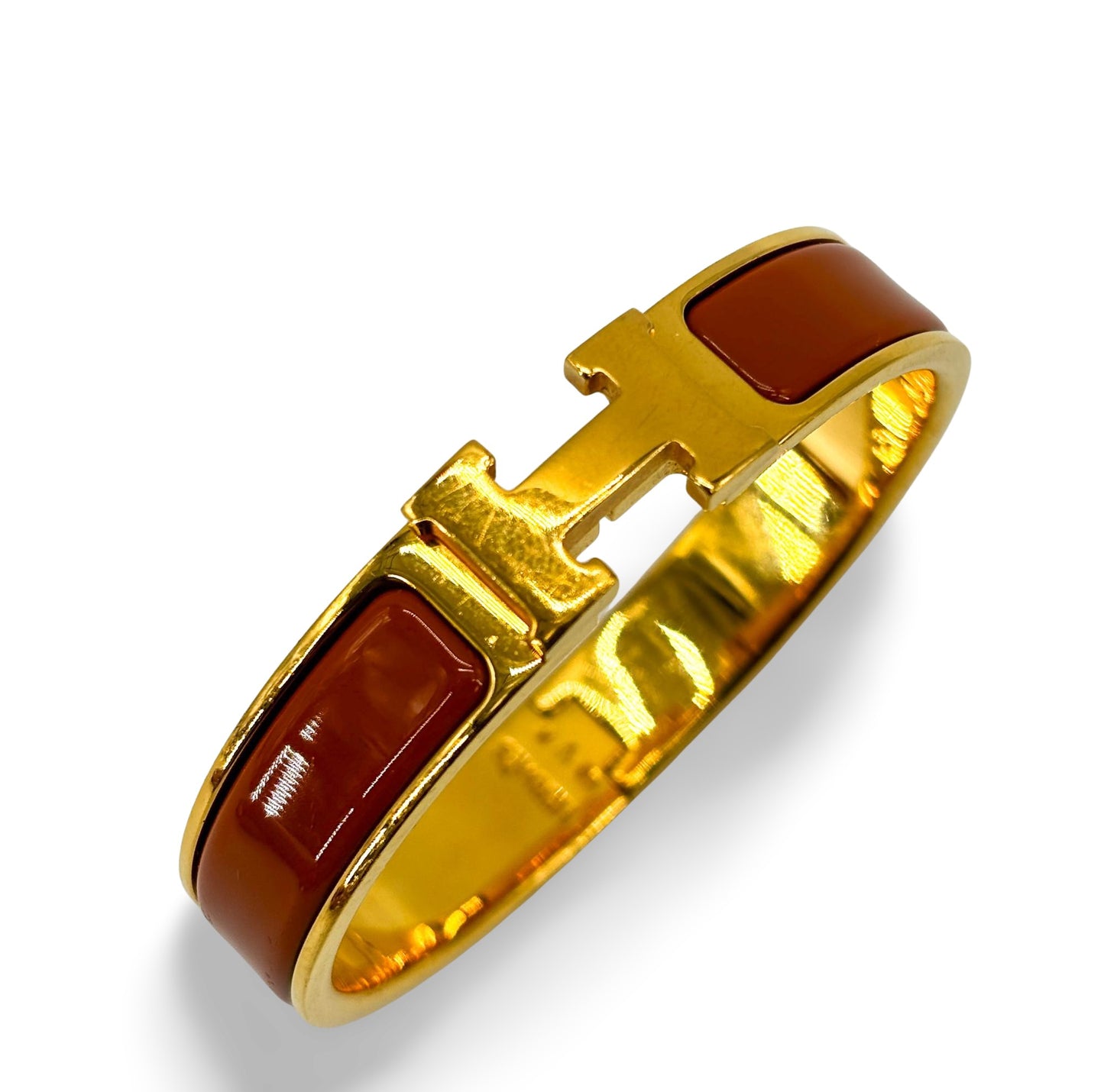 Hermès Click H Bracelet Gold Marron PM