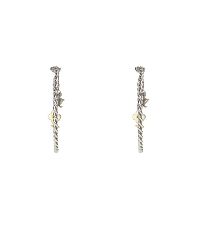 Louis Vuitton Monogram Hoop Silver Earrings
