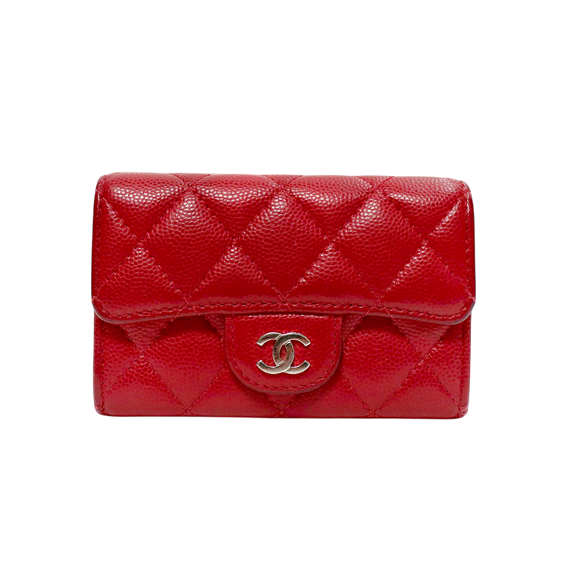 Chanel Red Caviar Skin Card Wallet