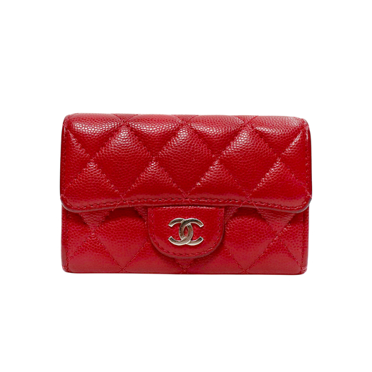 Chanel Red Caviar Skin Card Wallet