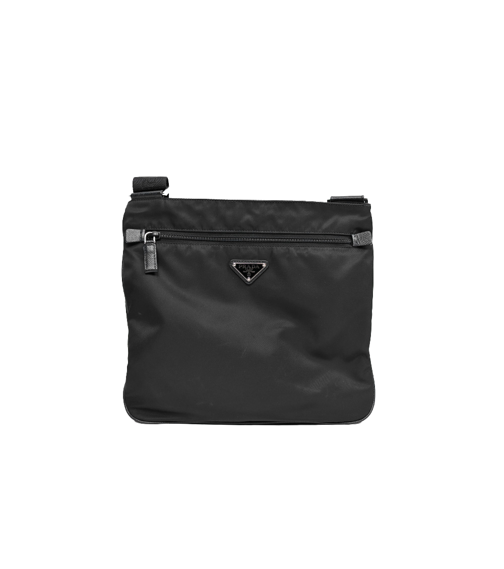 Prada Black Re-Nylon Messenger Crossbody Bag