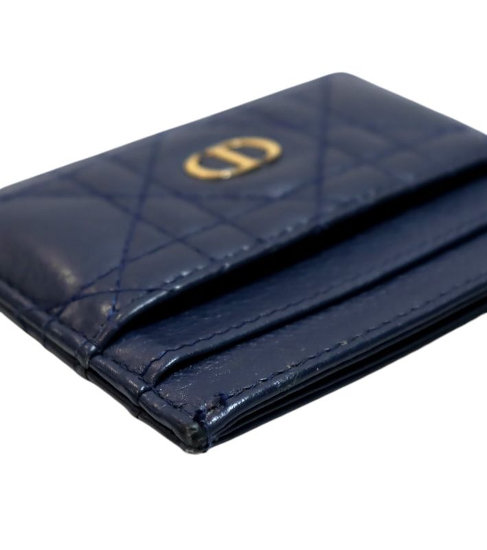 Dior Navy Checkered Card Holder Wallet