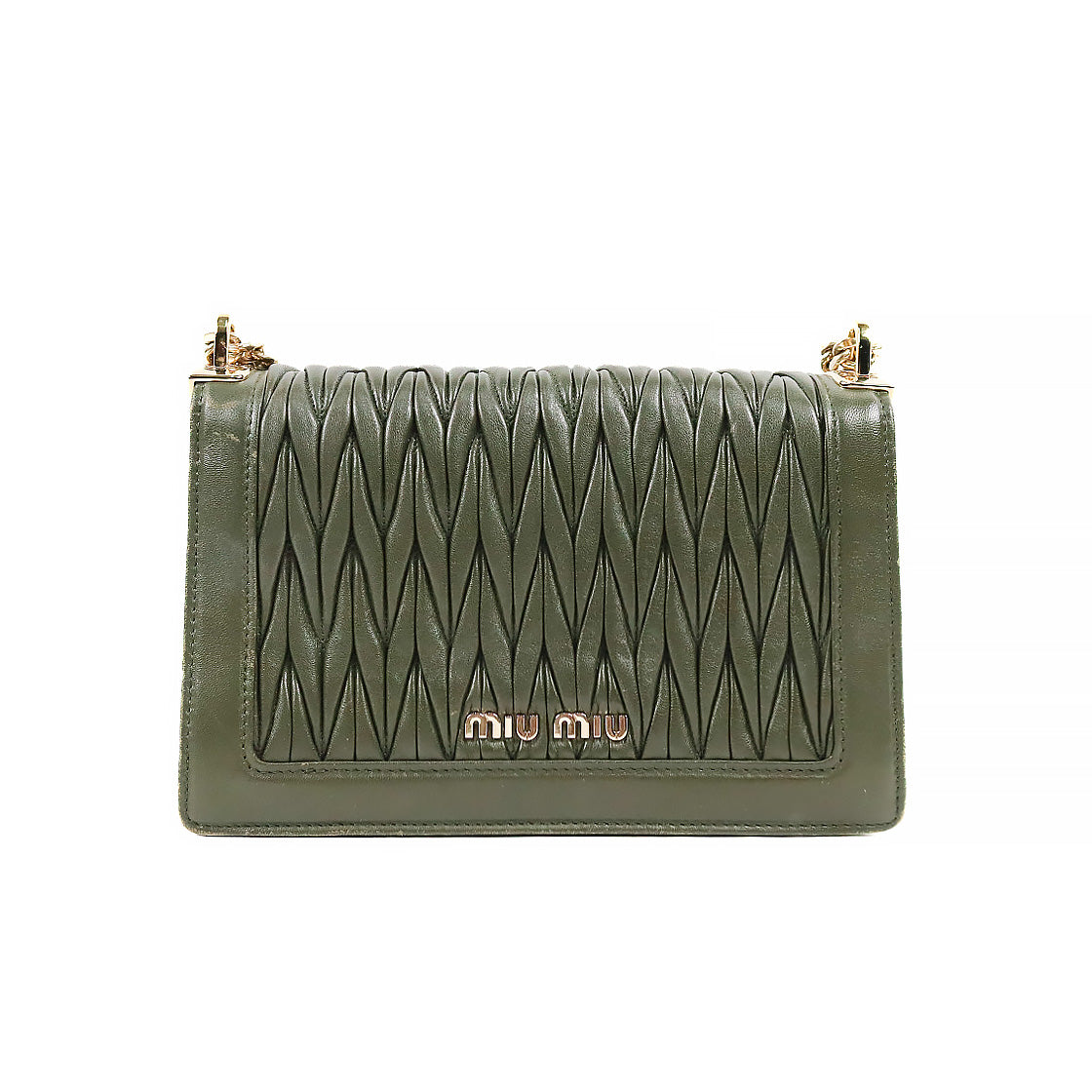 Miu Miu Khaki Materasse Chain Shoulder Bag