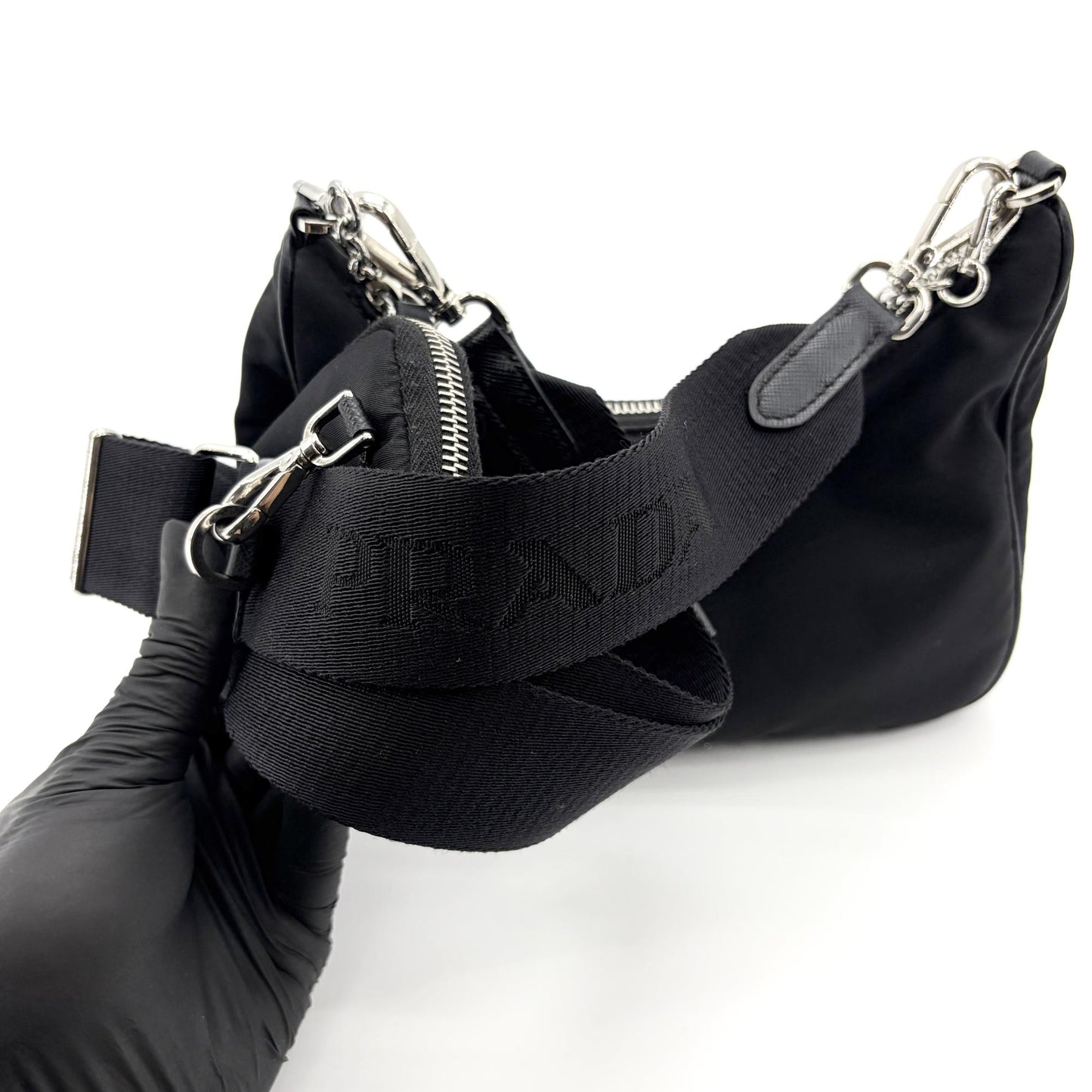 Prada Re-Edition 2005 Re-Nylon Chain Mini Bag Black