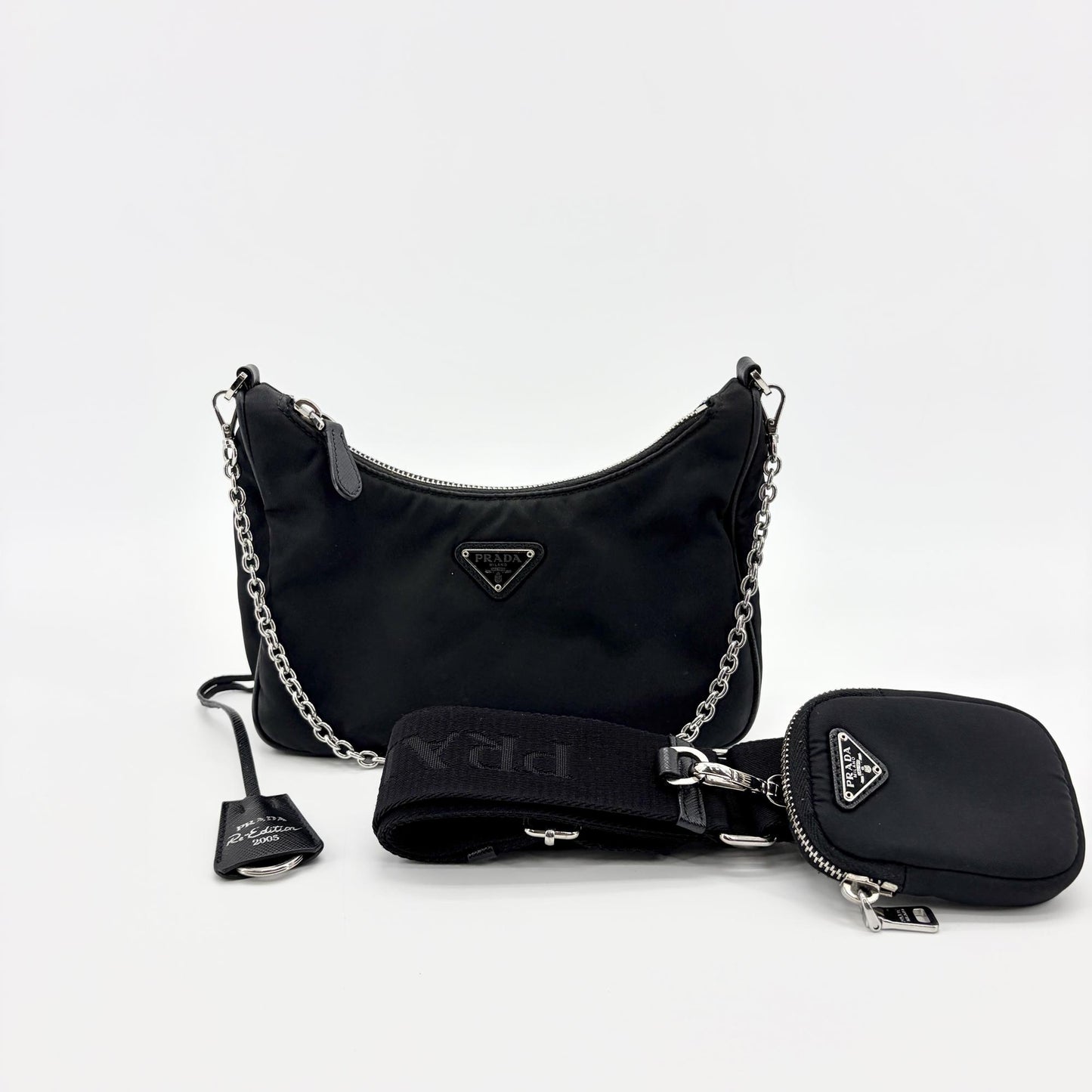 Prada Re-Edition 2005 Re-Nylon Chain Mini Bag Black