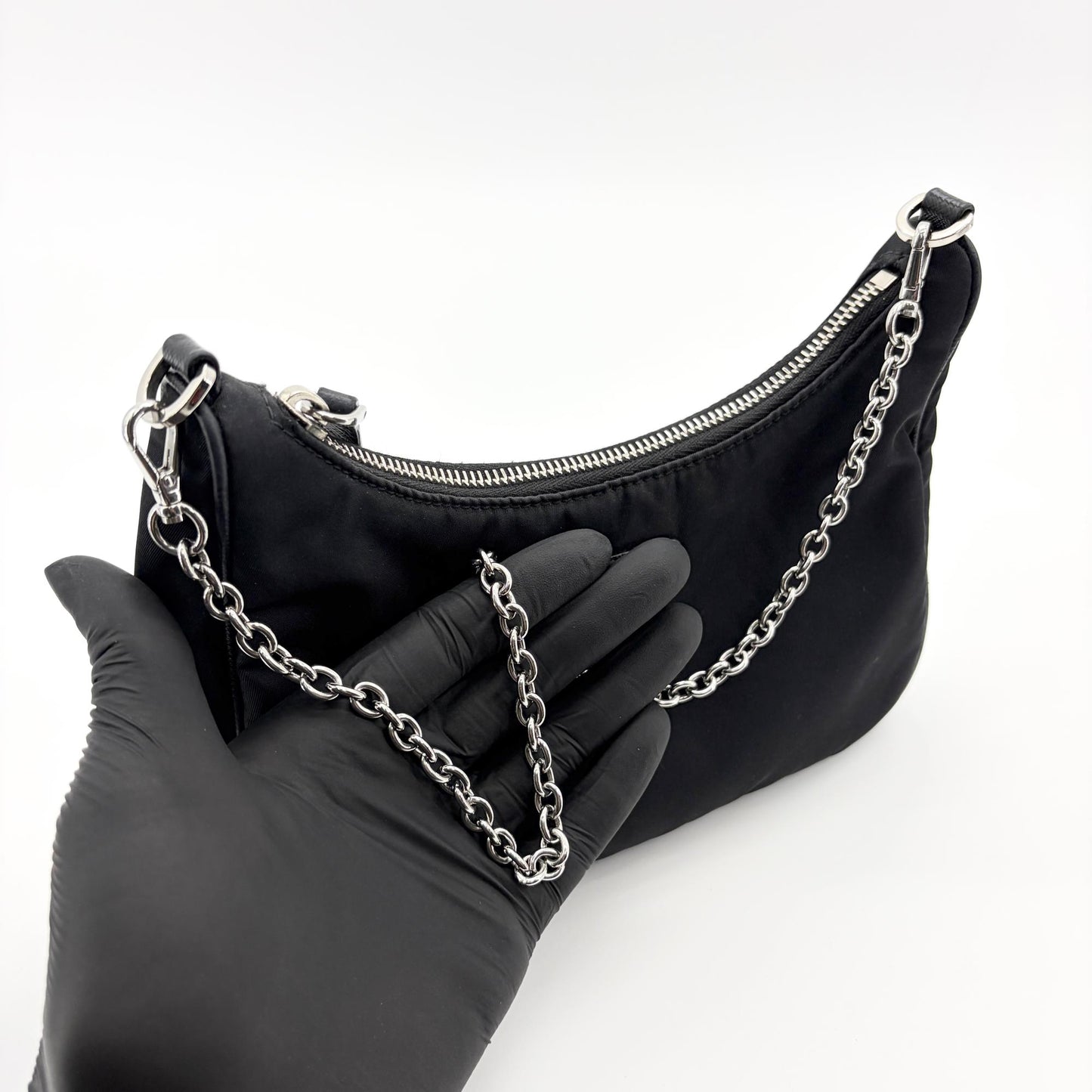 Prada Re-Edition 2005 Re-Nylon Chain Mini Bag Black