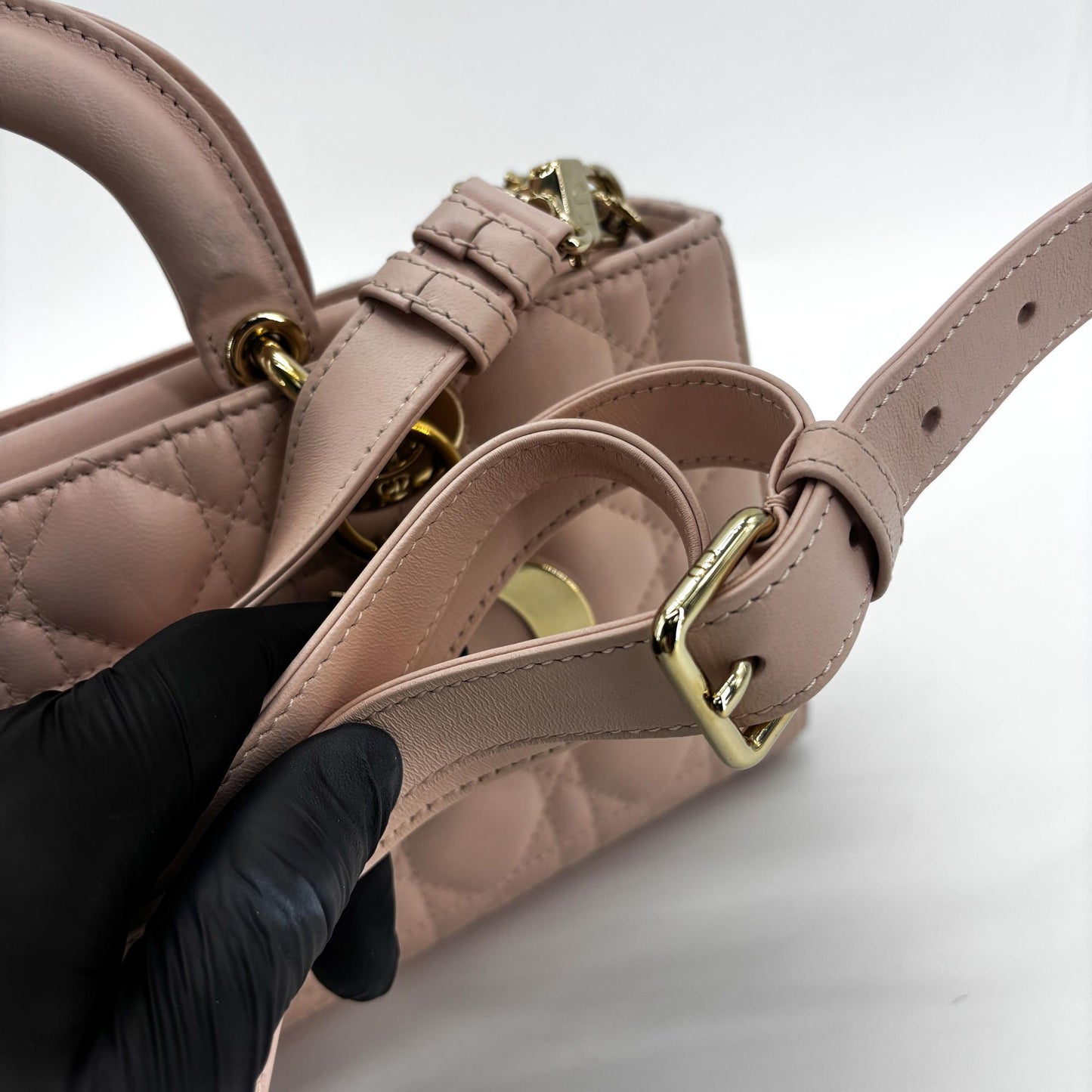 Dior Lady Dejoy Bag Medium Blush Cannage Lambskin Gold Hardware