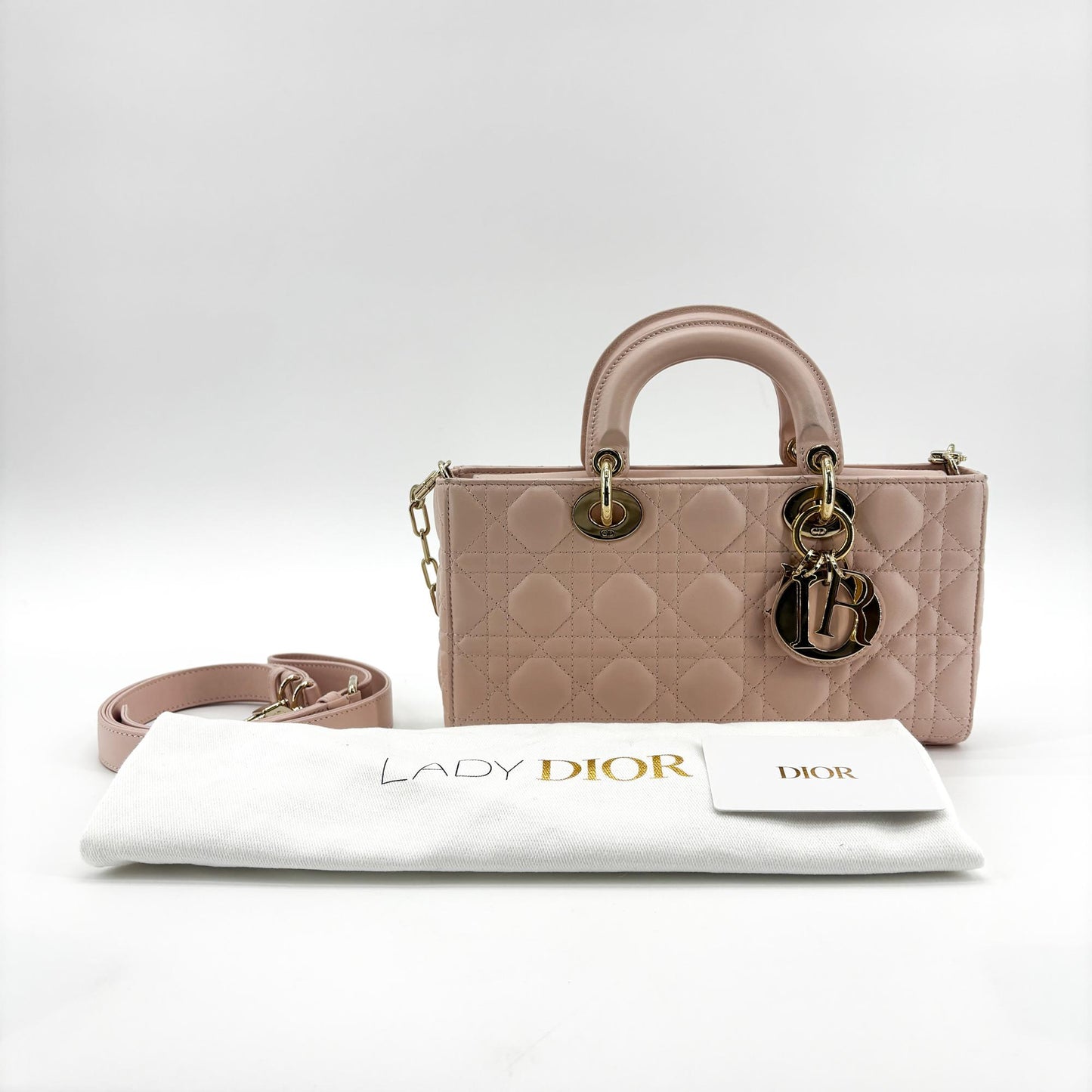 Dior Lady Dejoy Bag Medium Blush Cannage Lambskin Gold Hardware