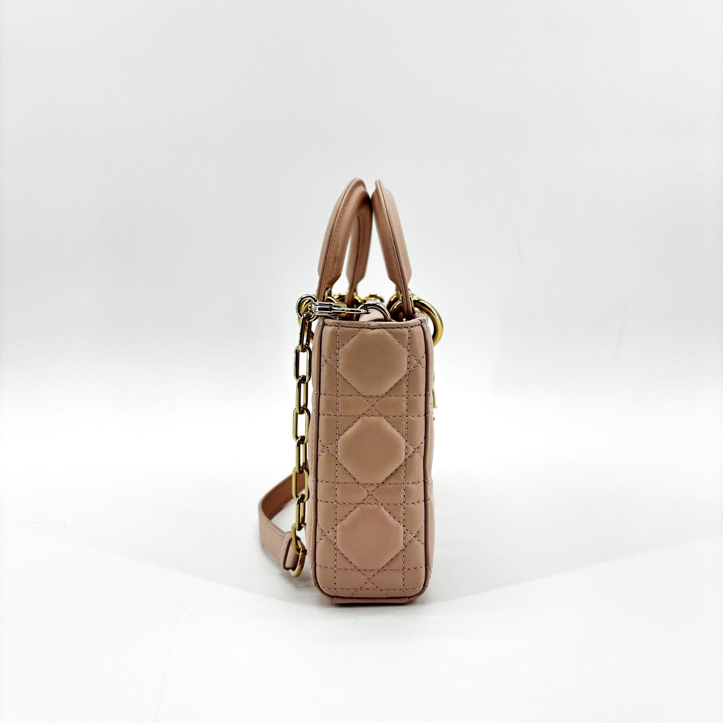 Dior Lady Dejoy Bag Medium Blush Cannage Lambskin Gold Hardware