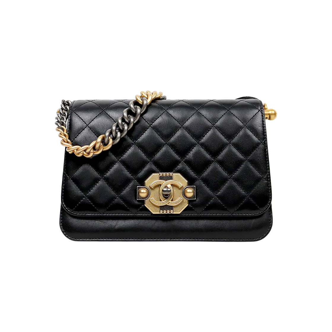 Chanel Black Lambskin Top-Handle Shoulder Bag