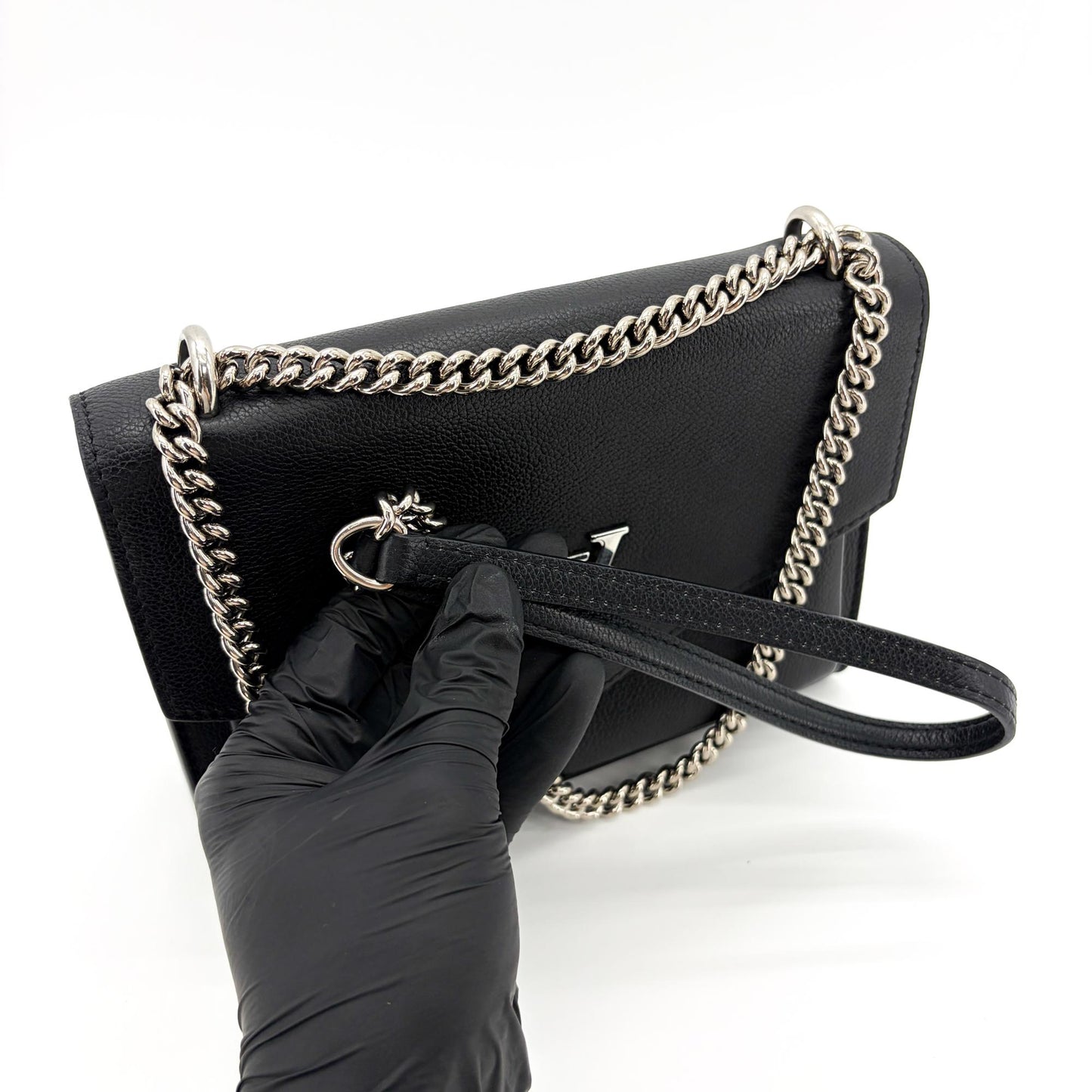 Louis Vuitton Lockme II Shoulder Bag Black Silver Hardware