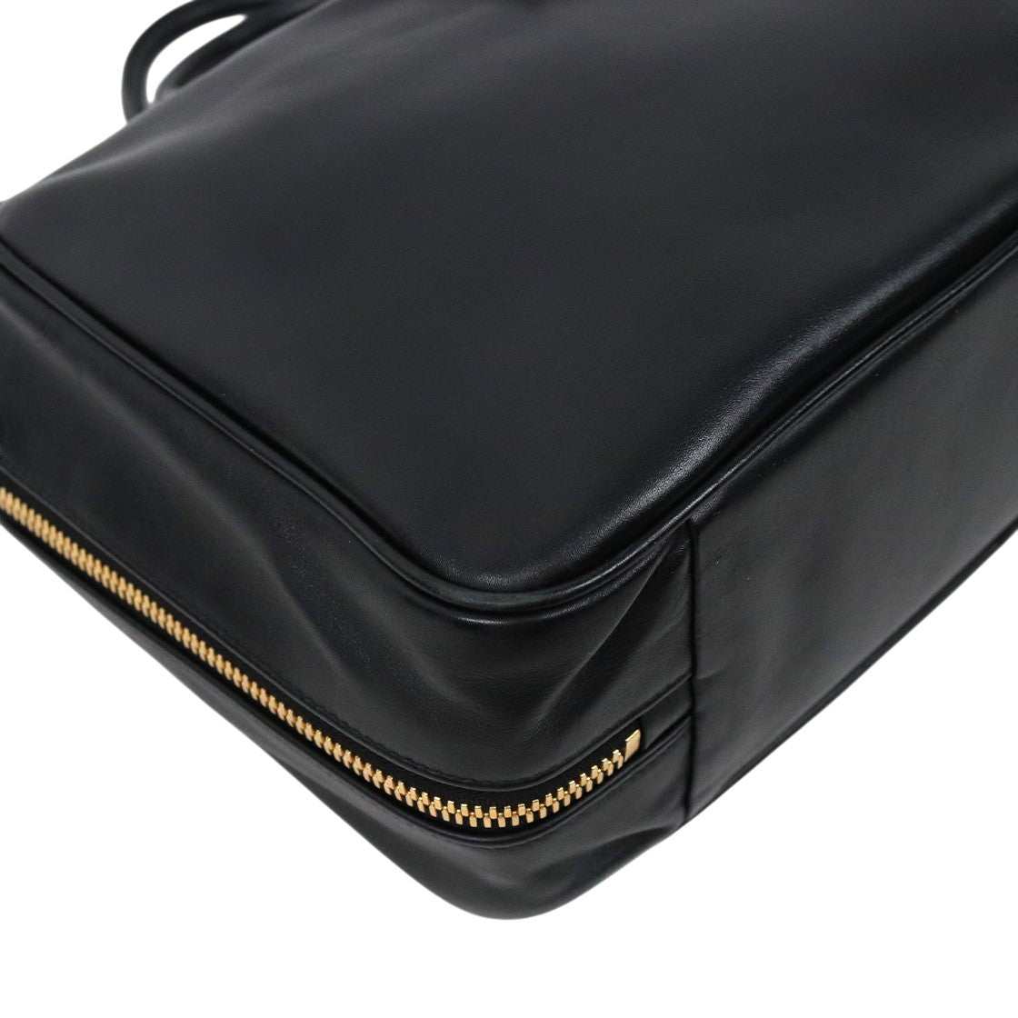 Miu Miu Black Lambskin Embossed Logo Bowling Bag