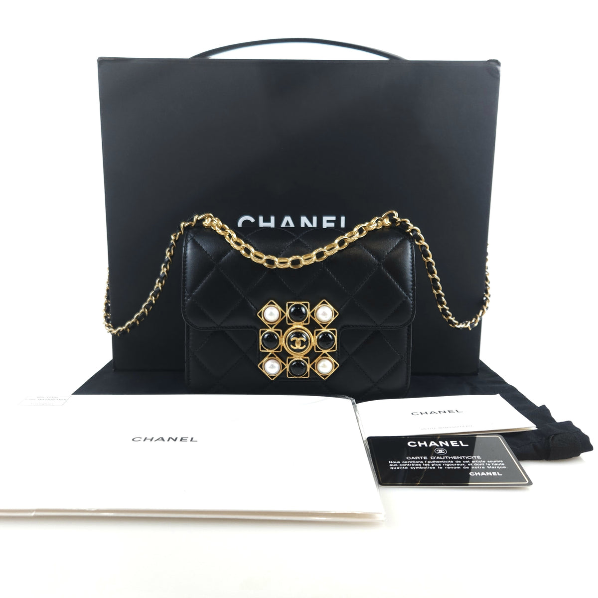 Workshop Onyx Pearl Metal Flap Shoulder Bag Crossbody Bag AS1889