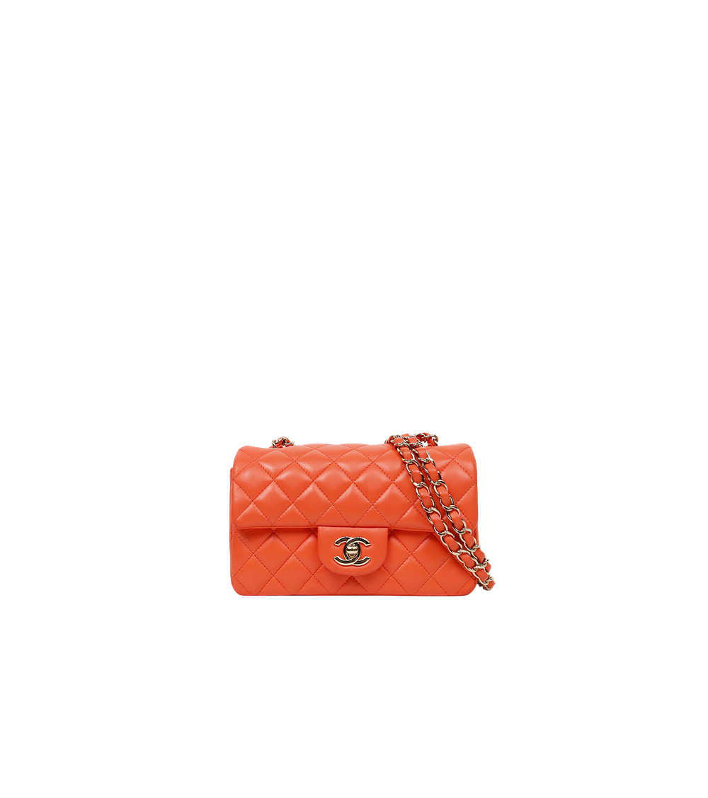 Chanel Orange Lambskin New Mini