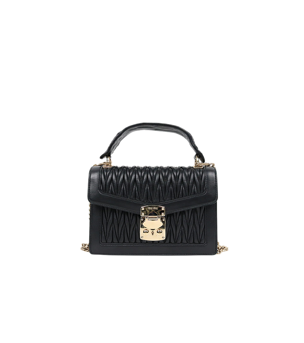 Miu Miu Confidential Matelassé Shoulder Bag Black