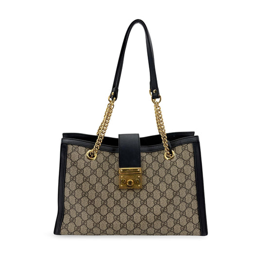 Gucci Padlock GG Supreme Medium Shoulder Bag Black