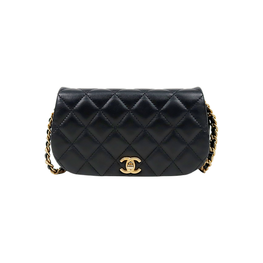 Chanel Black Leather Mini Chain Crossbody Bag
