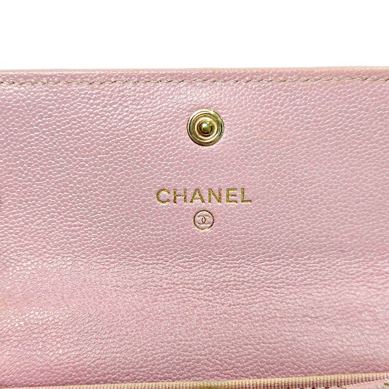 Chanel Pink Caviar Card Wallet