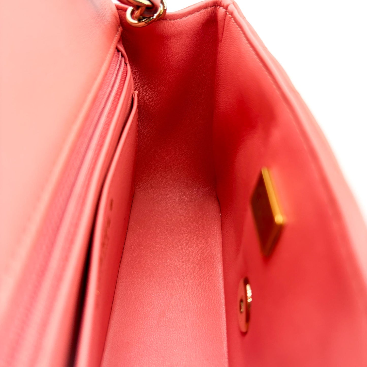 Chanel Classic Flap Bag Medium Gold Hardware Coral Pink
