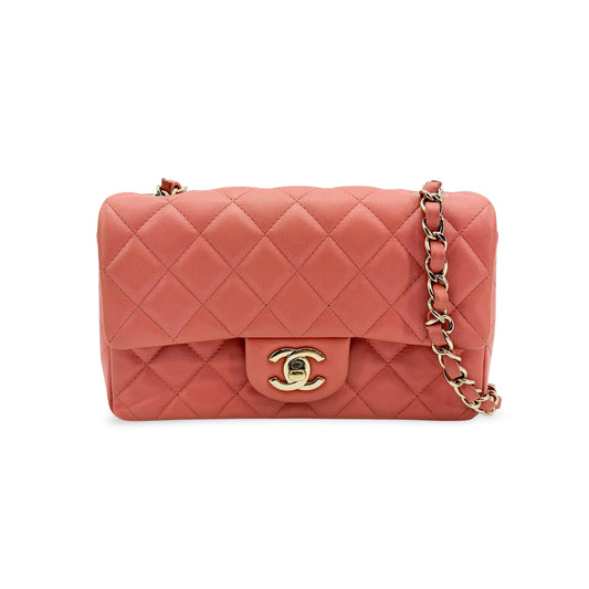 Chanel Classic Flap Bag Medium Gold Hardware Coral Pink