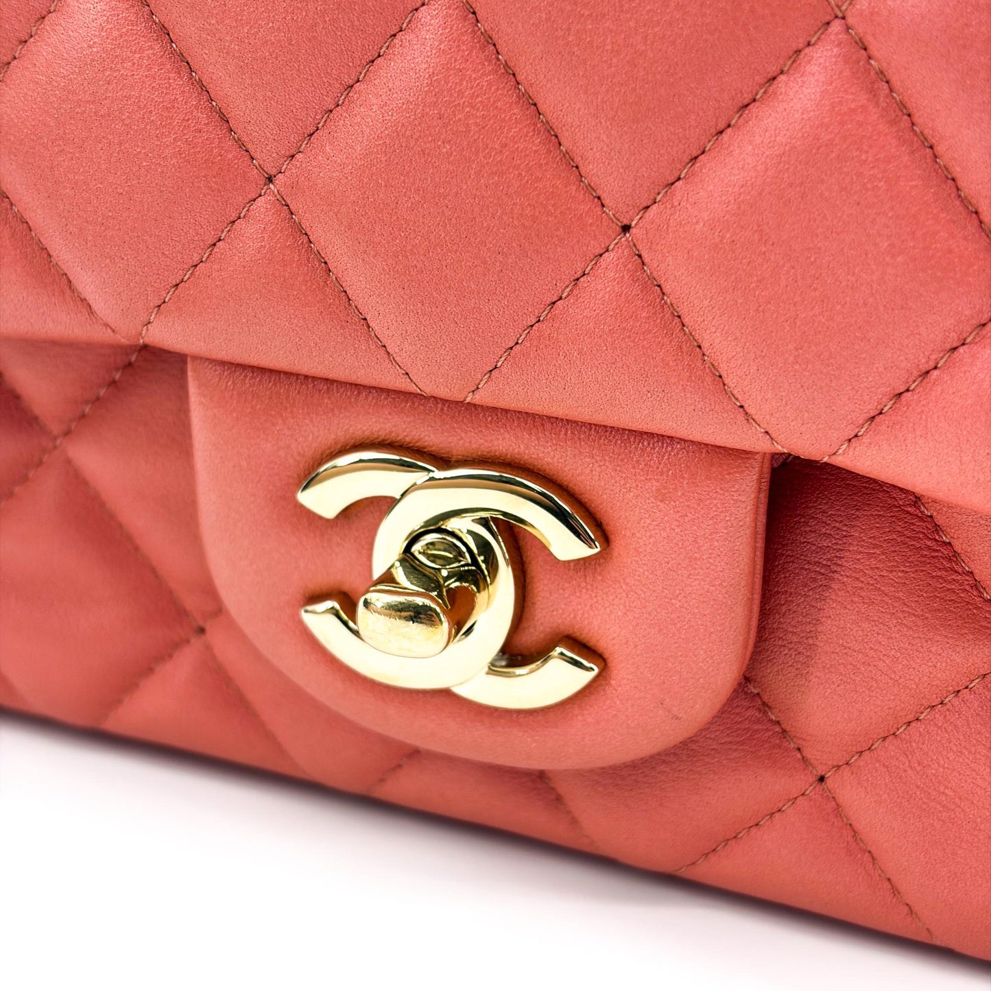 Chanel Classic Flap Bag Medium Gold Hardware Coral Pink