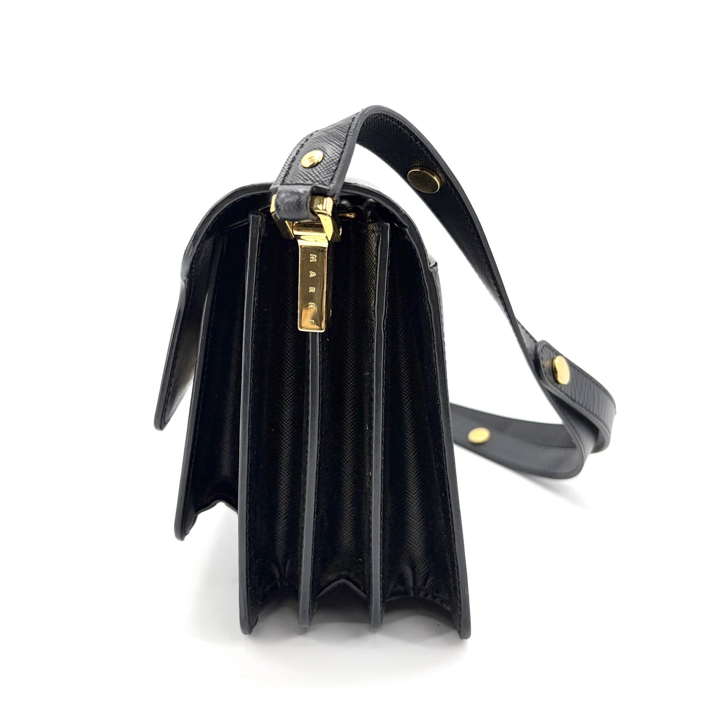 Marni Medium Trunk Bag Saffiano Black