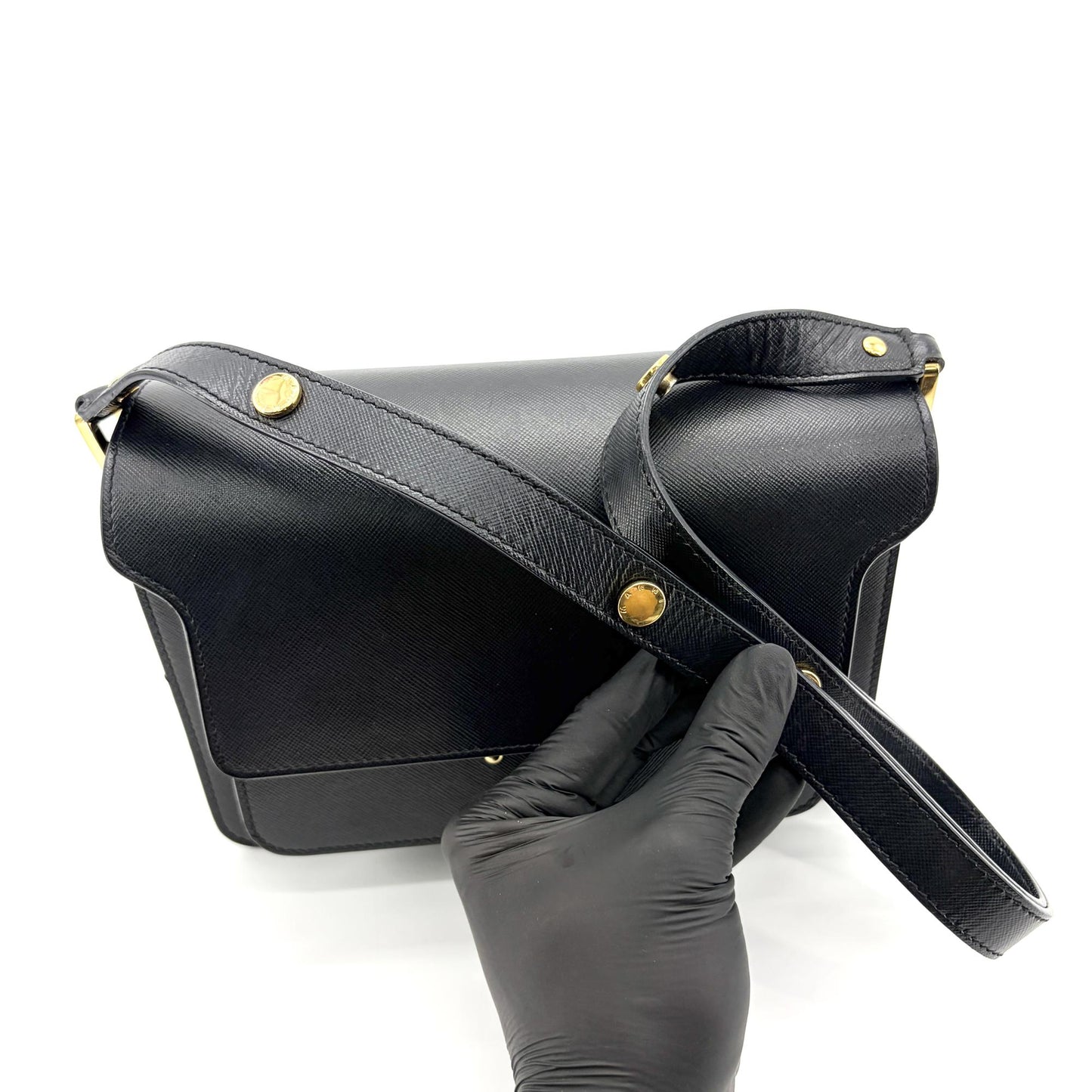 Marni Medium Trunk Bag Saffiano Black