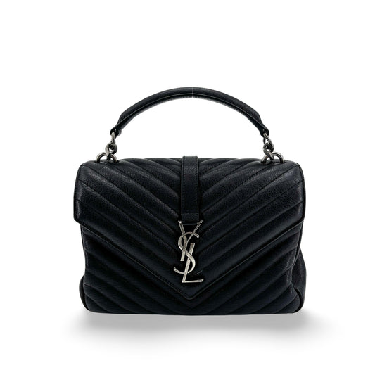 Saint Laurent Medium College Bag Black Silver Hardware