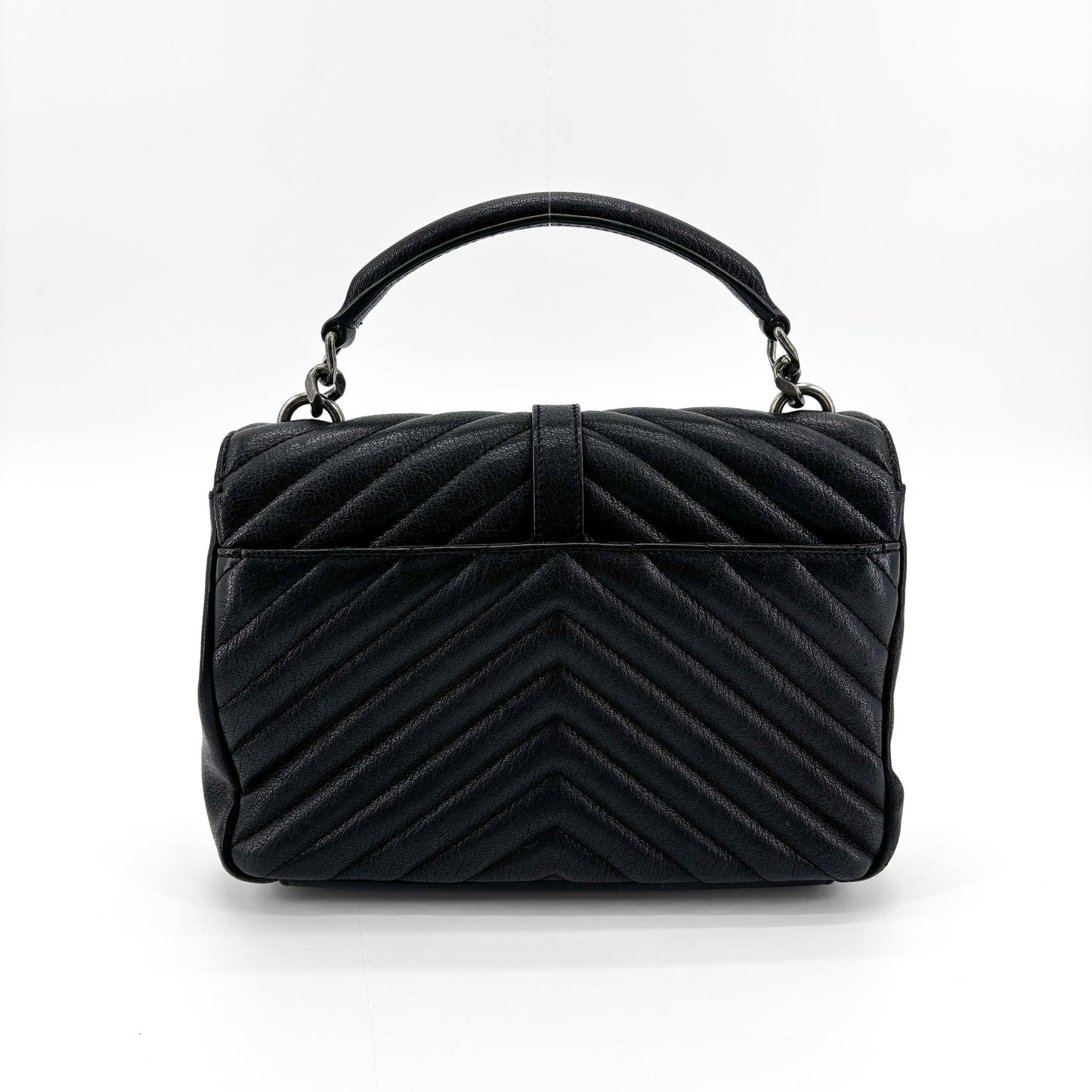 Saint Laurent Medium College Bag Black Silver Hardware