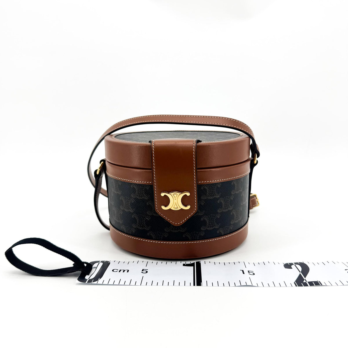 Celine Triomphe Canvas Tambourine Tan