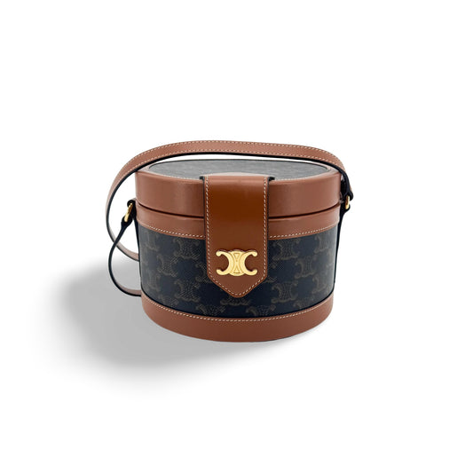 Celine Triomphe Canvas Tambourine Tan