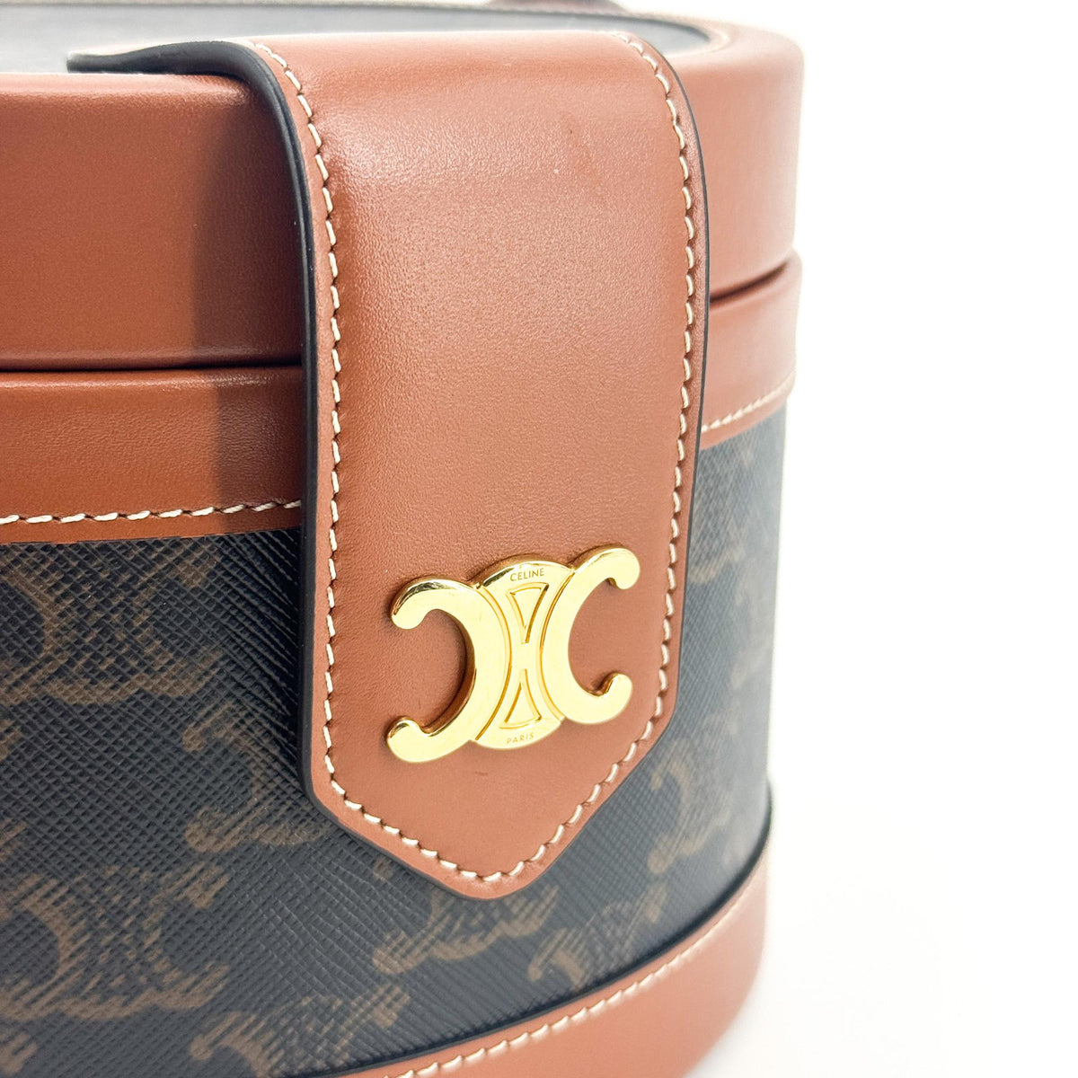 Celine Triomphe Canvas Tambourine Tan