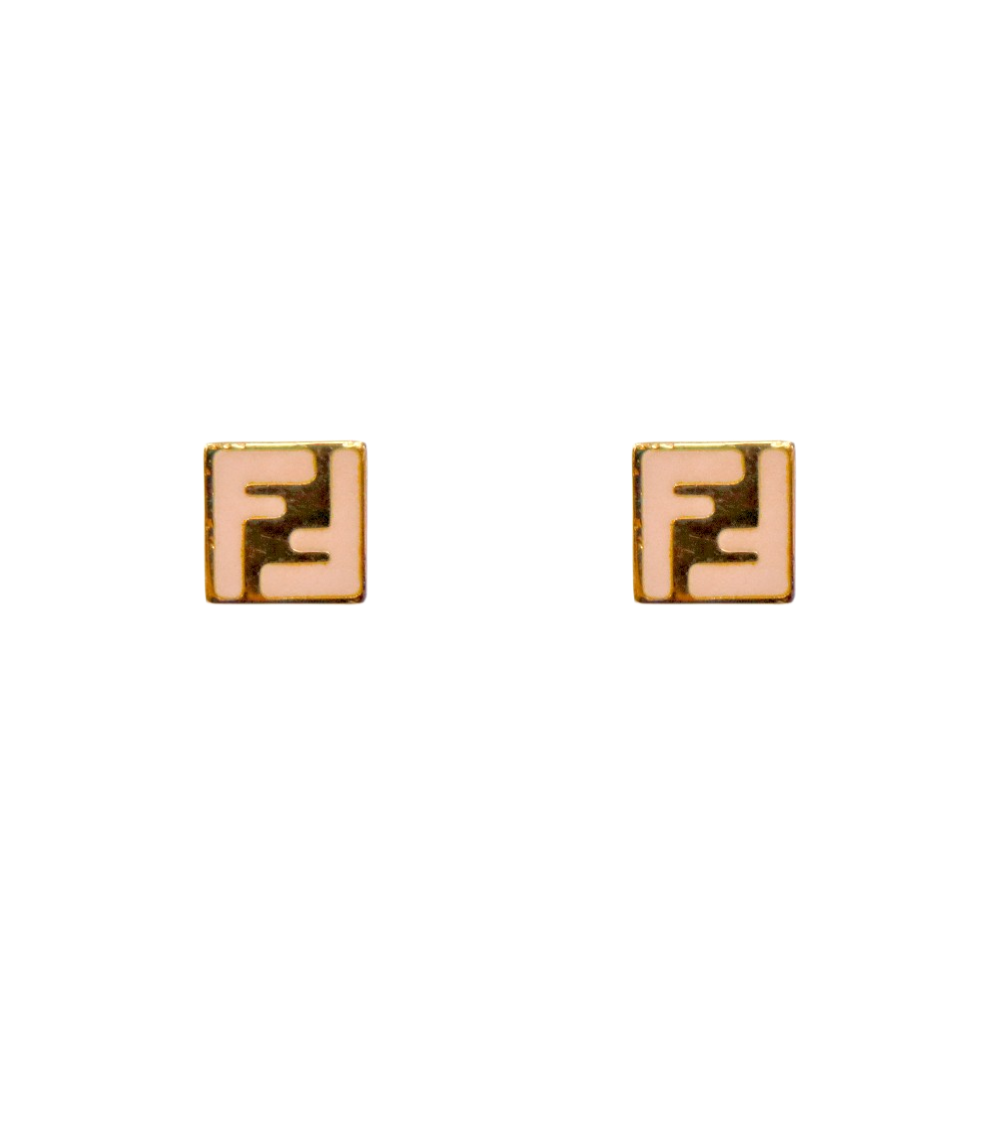 Fendi Pink FF Gold Earrings