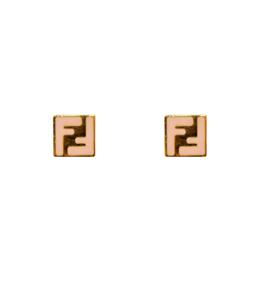 Fendi Pink FF Gold Earrings