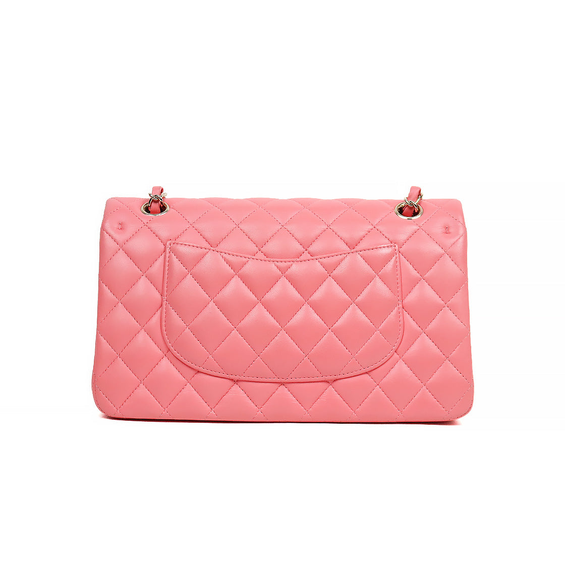 Chanel Pink Medium Lambskin Classic Bag with Double Flap and Built-in Chip