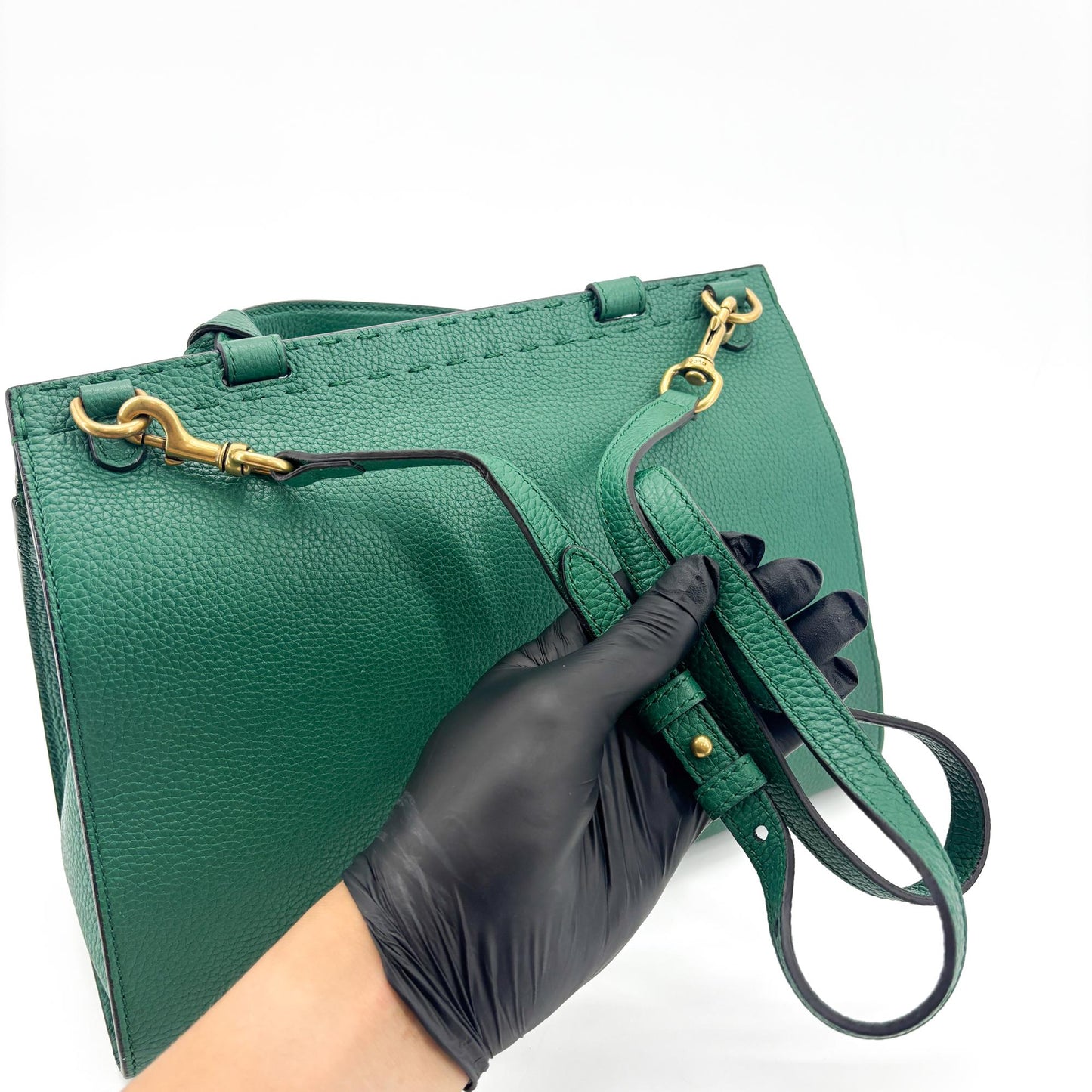 Gucci Double G Medium Top Handle Bag Emerald Green