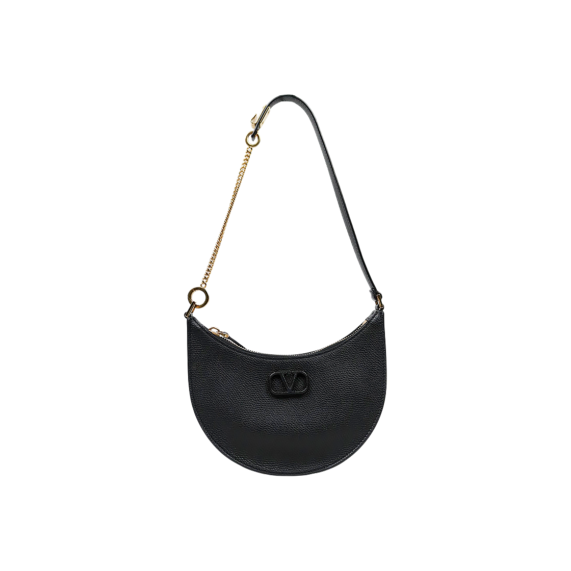 Valentino Black V Logo Hobo Bag
