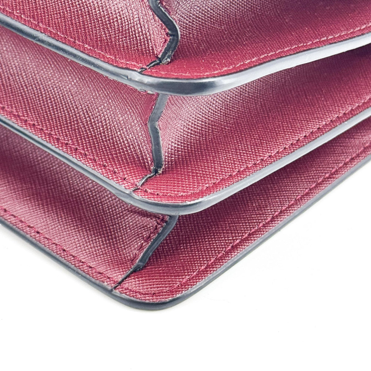 Marni Saffiano Medium Trunk Bag Burgundy