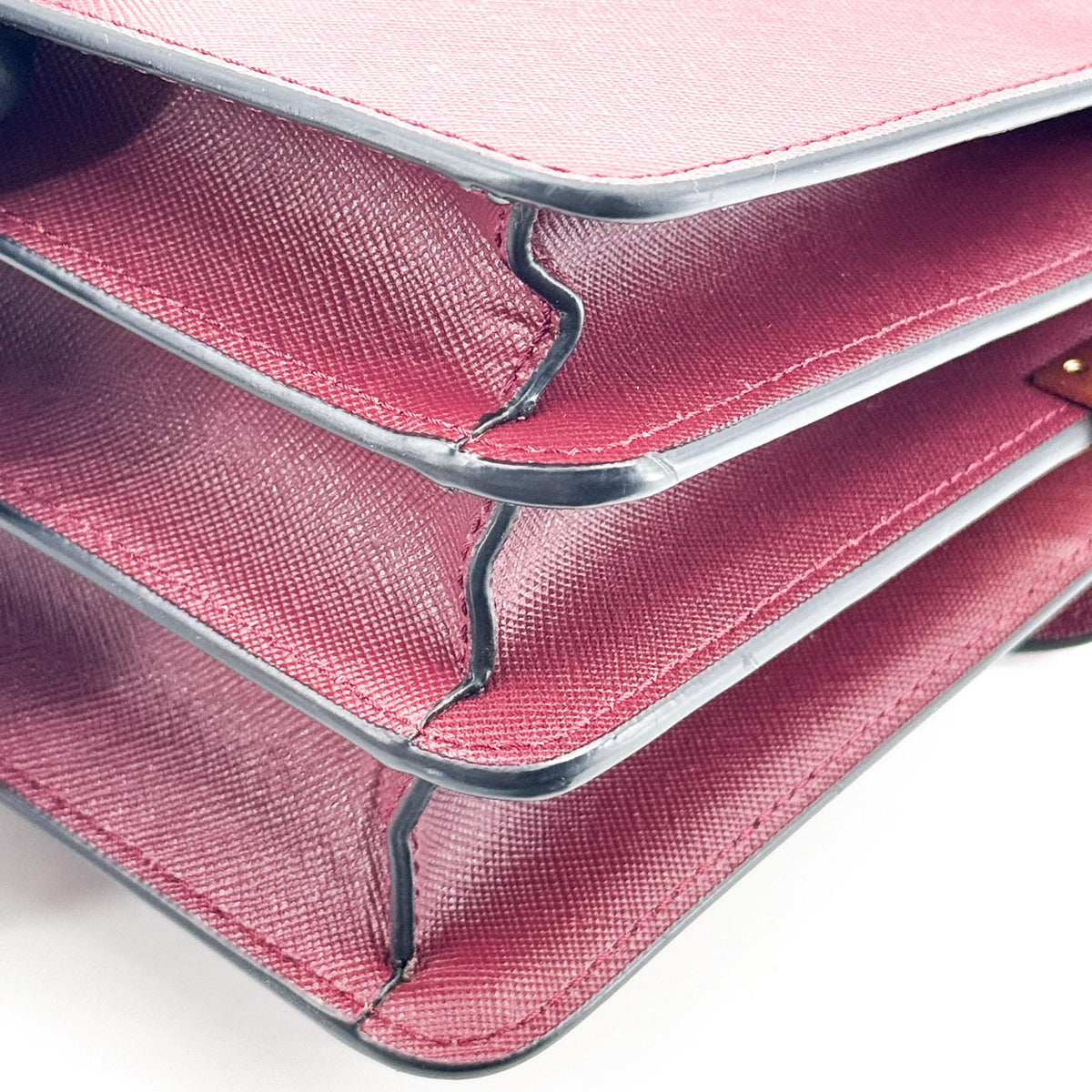 Marni Saffiano Medium Trunk Bag Burgundy