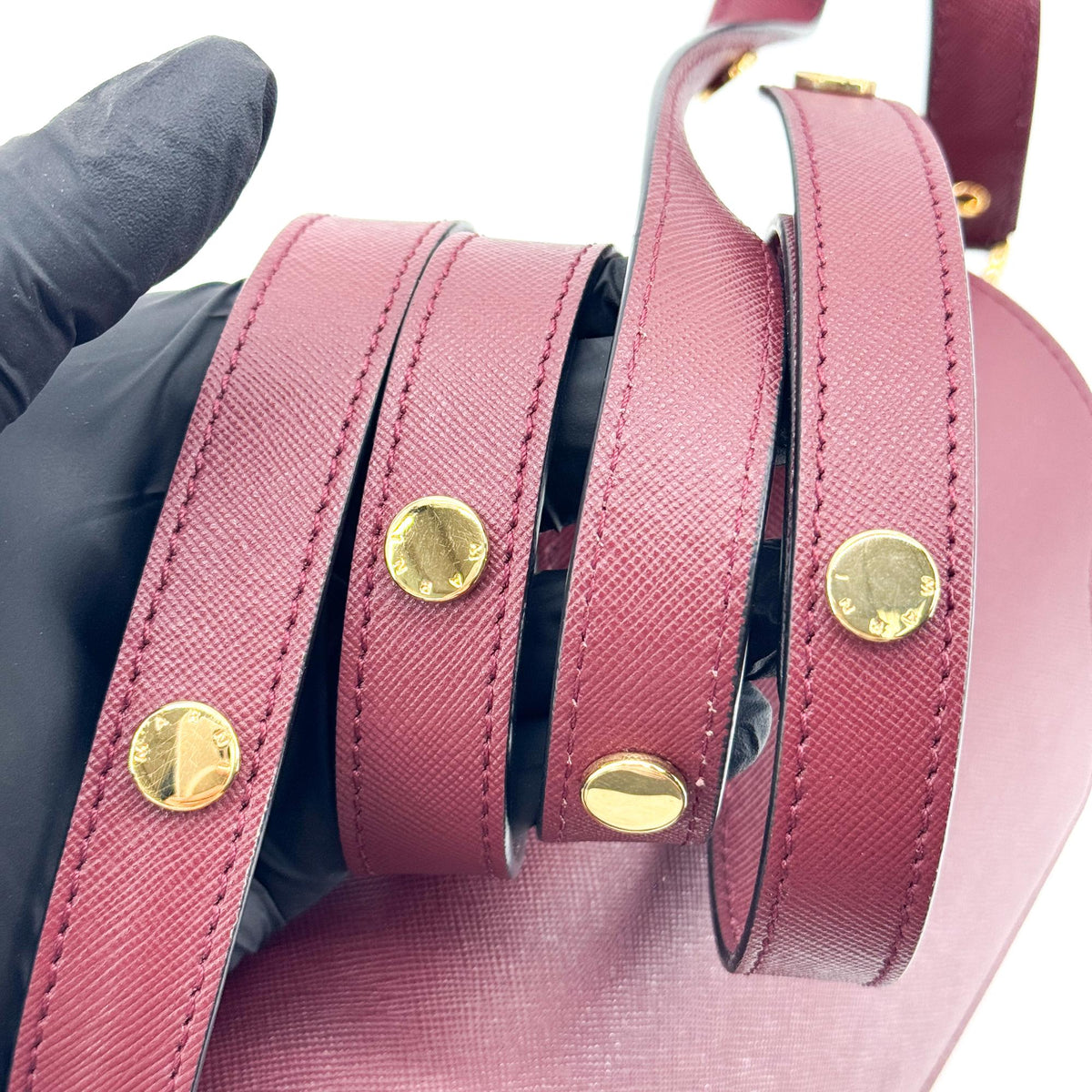 Marni Saffiano Medium Trunk Bag Burgundy