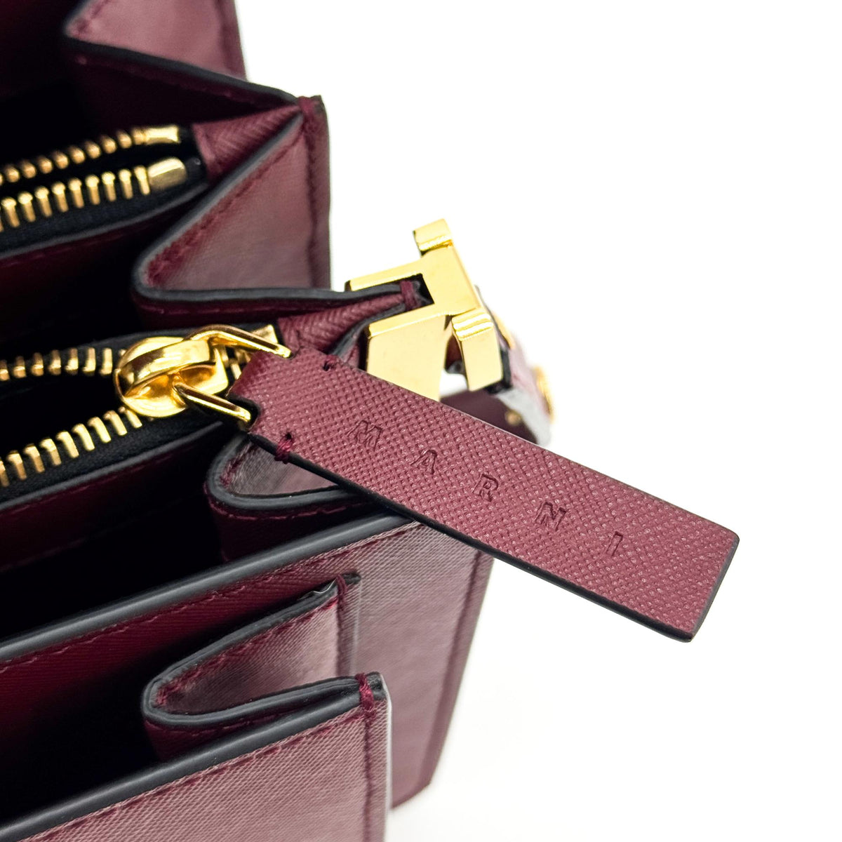 Marni Saffiano Medium Trunk Bag Burgundy