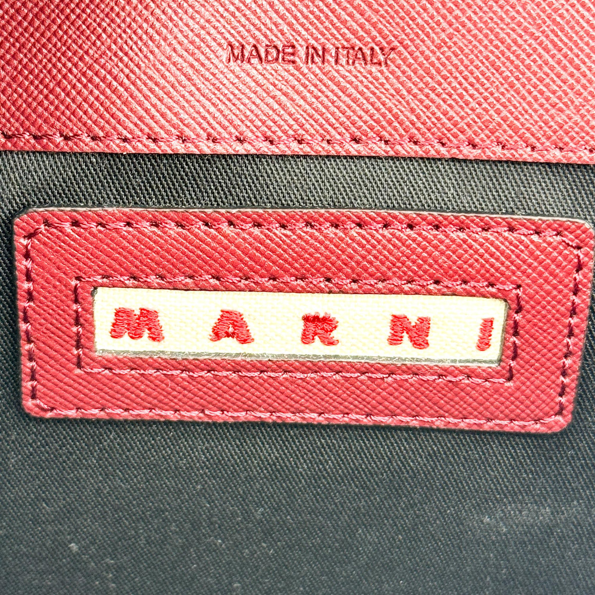 Marni Saffiano Medium Trunk Bag Burgundy