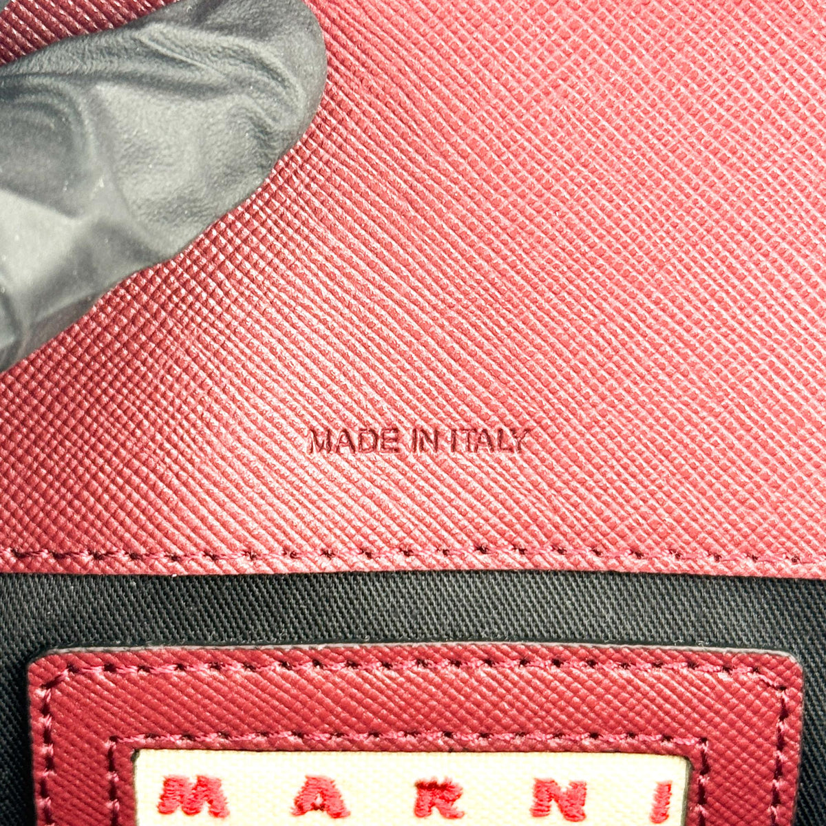 Marni Saffiano Medium Trunk Bag Burgundy