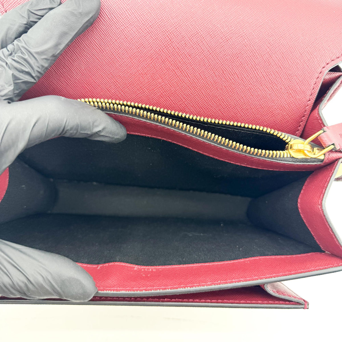 Marni Saffiano Medium Trunk Bag Burgundy