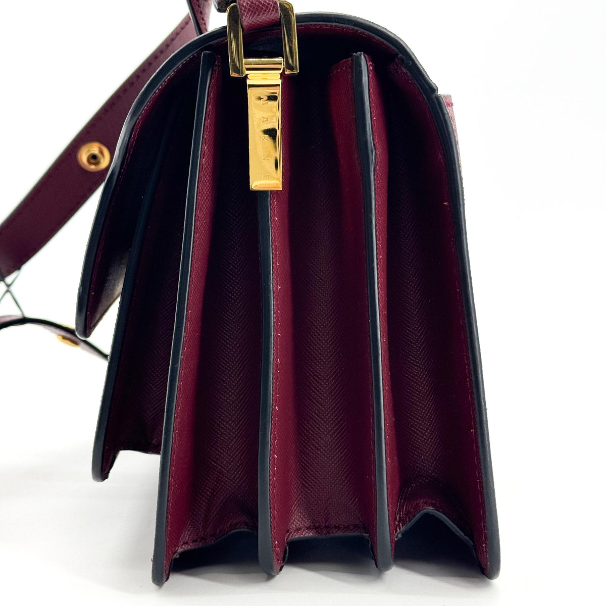 Marni Saffiano Medium Trunk Bag Burgundy