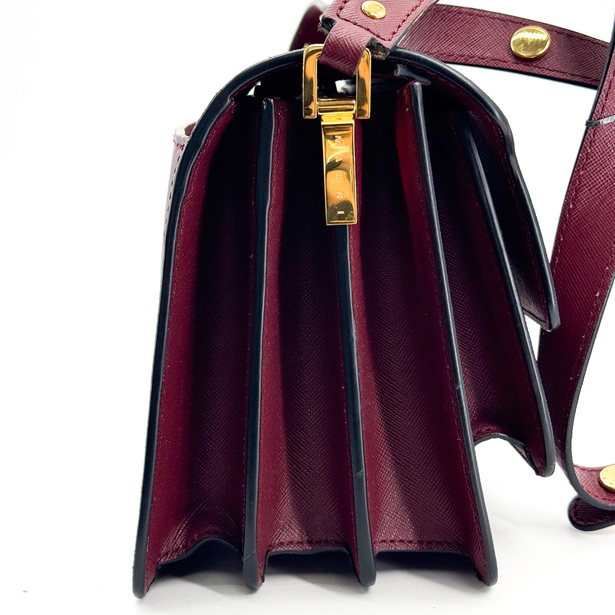 Marni Saffiano Medium Trunk Bag Burgundy